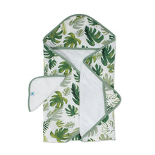 Load image into Gallery viewer, Little Unicorn Hooded Towel &amp; Wash Cloth Set - Tropical Leaf
