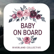 Load image into Gallery viewer, Riverland Collective Vintage Rose - Baby on Board Car Sticker