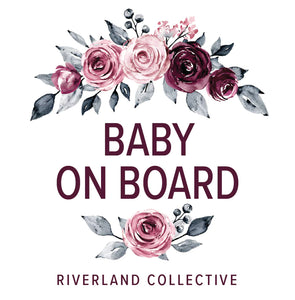 Riverland Collective Vintage Rose - Baby on Board Car Sticker