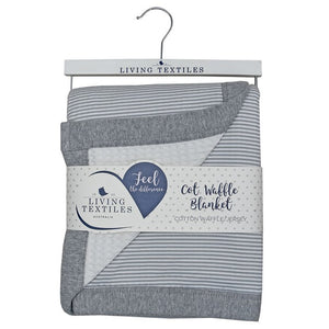 Living Textiles Waffle Jersey Cot Blanket - Grey Stripe