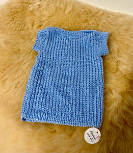 100% Pure Merino Knitted Vest/Singlet - 0-3 months - Blue