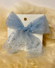 Load image into Gallery viewer, MaMer Valentina Party Bow - Blue Silver Dots
