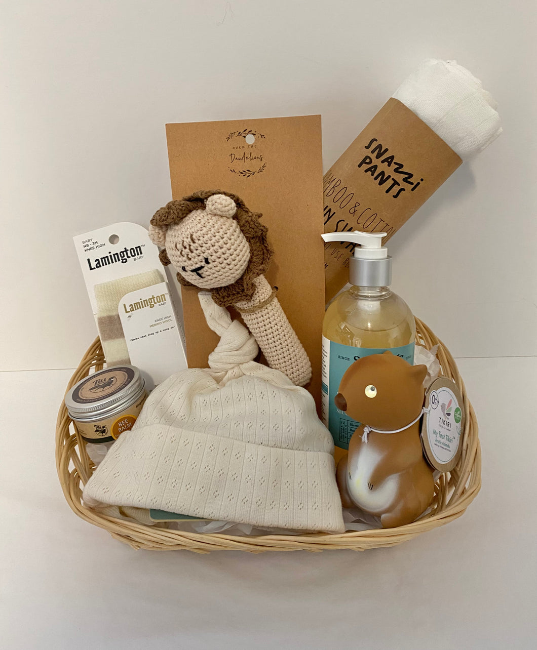 Newborn Baby Care Package in Wicker Gift Basket (Natural)