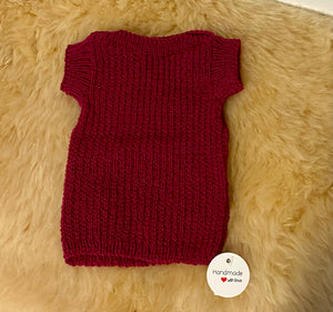 100% Pure Merino Knitted Vest/Singlet - 0-3 months - Raspberry