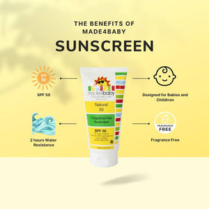 Made4baby Natural Sunscreen SPF50 (Fragrance Free) 150ml