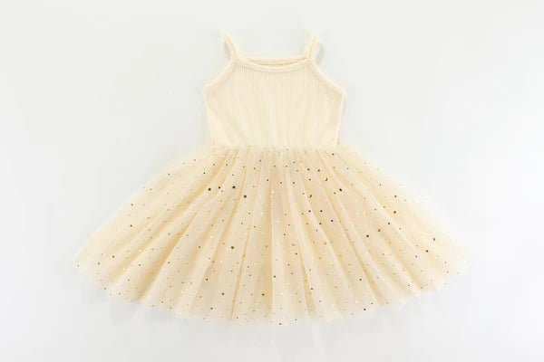 MaMer Valentina Party Tutu Dress - Vanilla Golden Stars