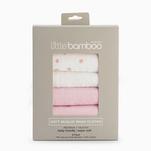 Load image into Gallery viewer, Little Bamboo Soft Muslin Wash Cloths - 6 pk (Dusty Pink)
