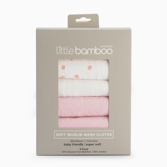 Little Bamboo Soft Muslin Wash Cloths - 6 pk (Dusty Pink)