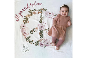 Lulujo Baby’s First Year Milestone Cards and Blanket Set - All You Need Is Love