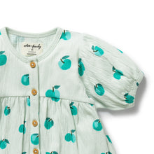 Load image into Gallery viewer, Wilson &amp; Frenchy Organic Crinkle Button Dress - Apple Papple
