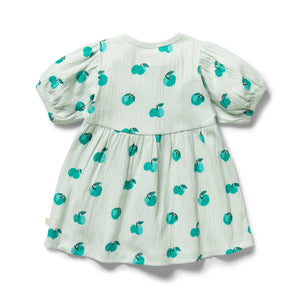 Wilson & Frenchy Organic Crinkle Button Dress - Apple Papple