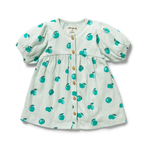 Wilson & Frenchy Organic Crinkle Button Dress - Apple Papple