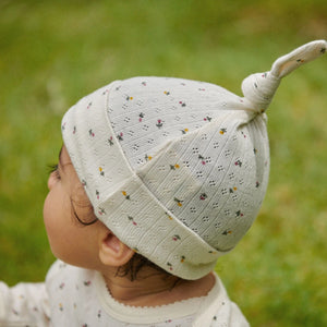 Nature Baby Pointelle Knotted Beanie - Aster Floral