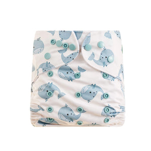 Bear & Moo Reusable OSFM Cloth Nappy - Baby Whale