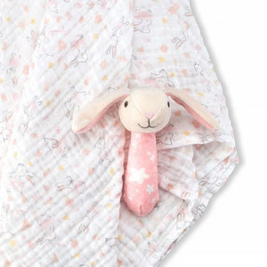 The Little Linen Company Muslin Wrap & Crinkle Toy Set - Ballerina Bunny