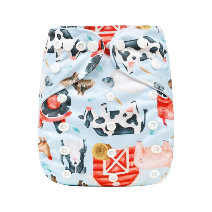 Bear & Moo Reusable OSFM Cloth Nappy - Barnyard