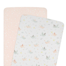 Load image into Gallery viewer, Living Textiles 2-Pack Jersey Bedside Bassinet Fitted Sheets- Ava/Blush Floral
