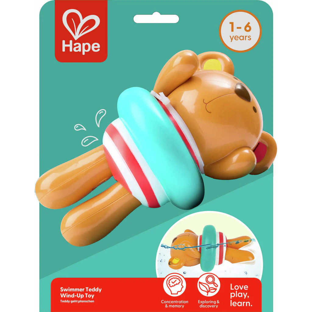 Hape Swimmer Teddy Wind-Up Bath Toy