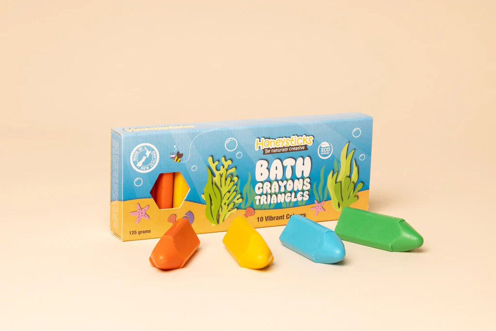 Honeysticks Bath Crayons - Triangles - 10 Vibrant Colours