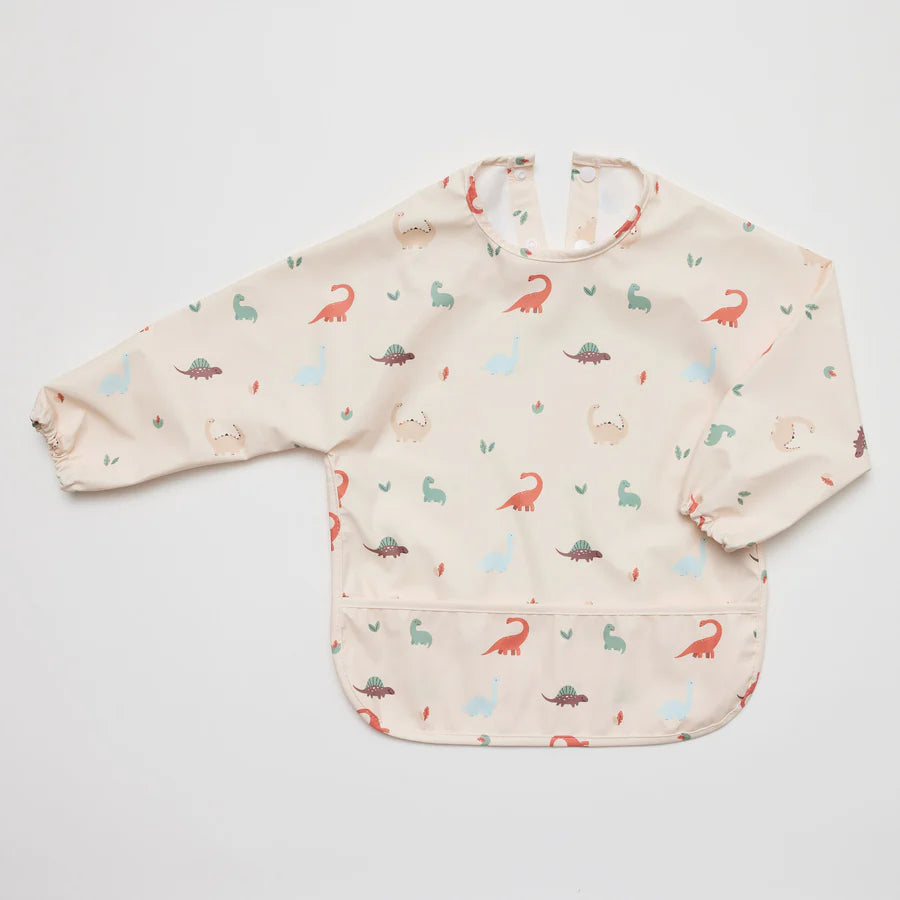 Over the Dandelions Long Sleeve Waterproof Bib - Dinosaur