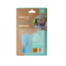 Load image into Gallery viewer, Cherub Baby Universal Food Pouch Spoon 2 pack - Blue &amp; Green
