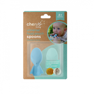 Cherub Baby Universal Food Pouch Spoon 2 pack - Blue & Green