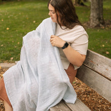 Load image into Gallery viewer, Little Unicorn Cotton Muslin Swaddle - Blue Rainbow
