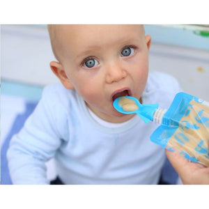 Cherub Baby Universal Food Pouch Spoon 2 pack - Blue & Green