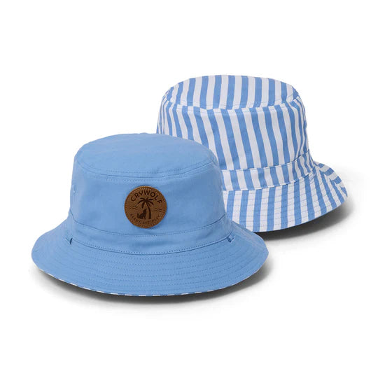 Crywolf Reversible Bucket Hat - Sky Blue Stripe