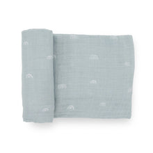 Load image into Gallery viewer, Little Unicorn Cotton Muslin Swaddle - Blue Rainbow
