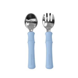 Mombella Panda Fork & Spoon - Light Blue