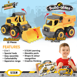 Build-ables Building Site Vehicles 2 n 1 Set