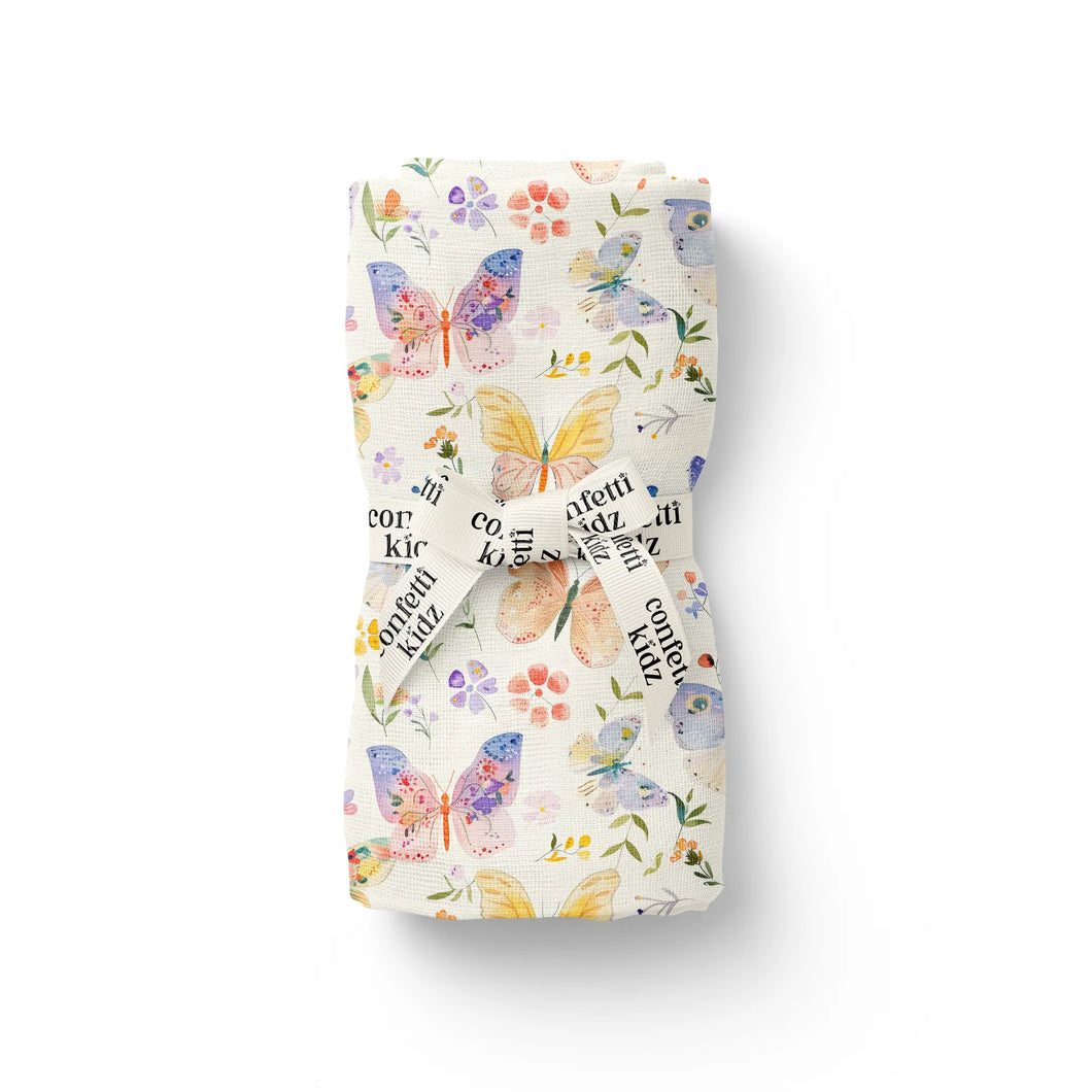 Confetti Kidz Organic Muslin Swaddle - Butterfly Blooms