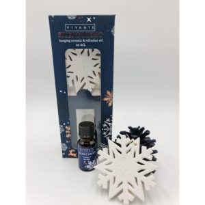 Vivante Hanging Ceramic Snowflake with Fragrant Oil - Silent Night