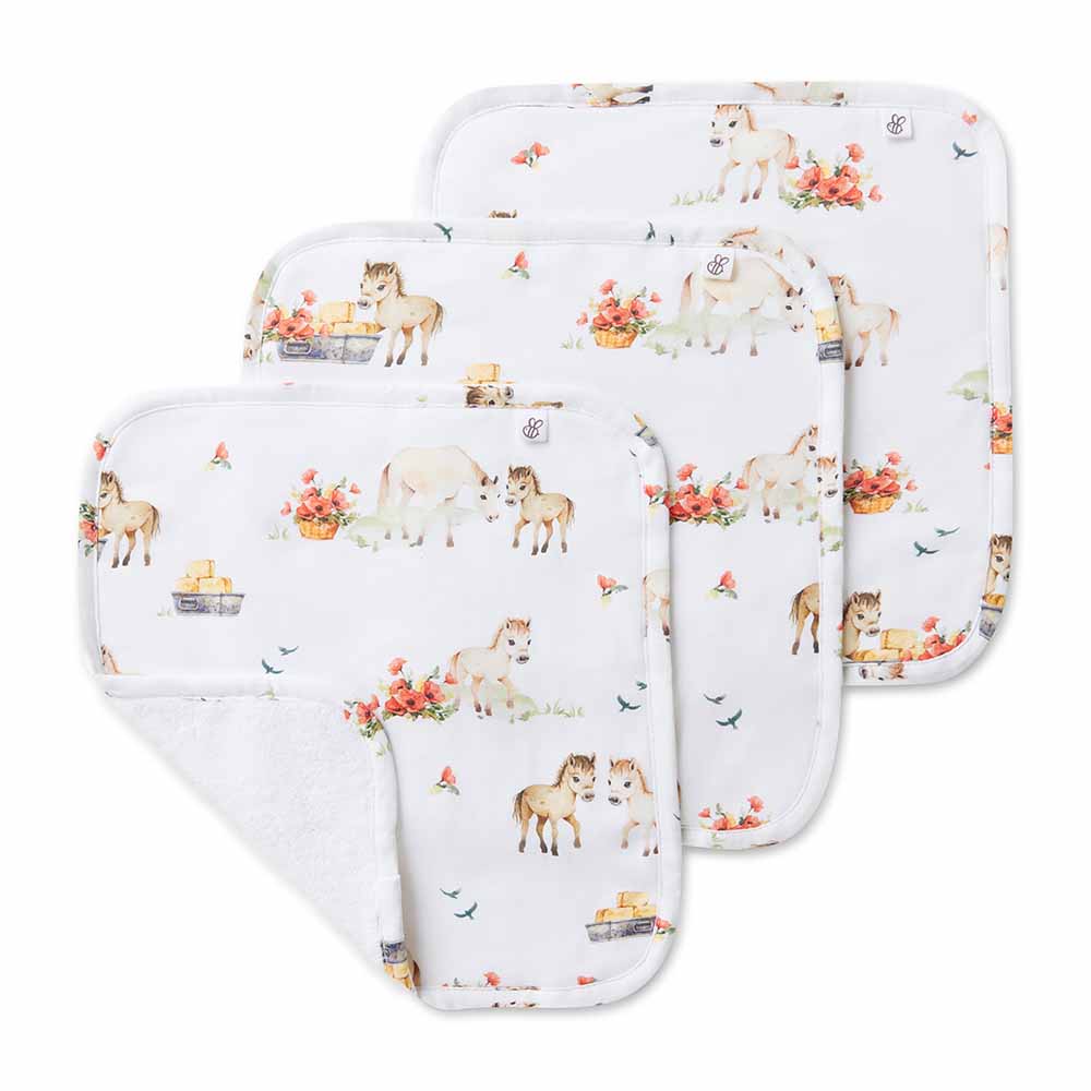 Snuggle Hunny Kids Organic Wash Cloths - 3 Pack - Pony Pals