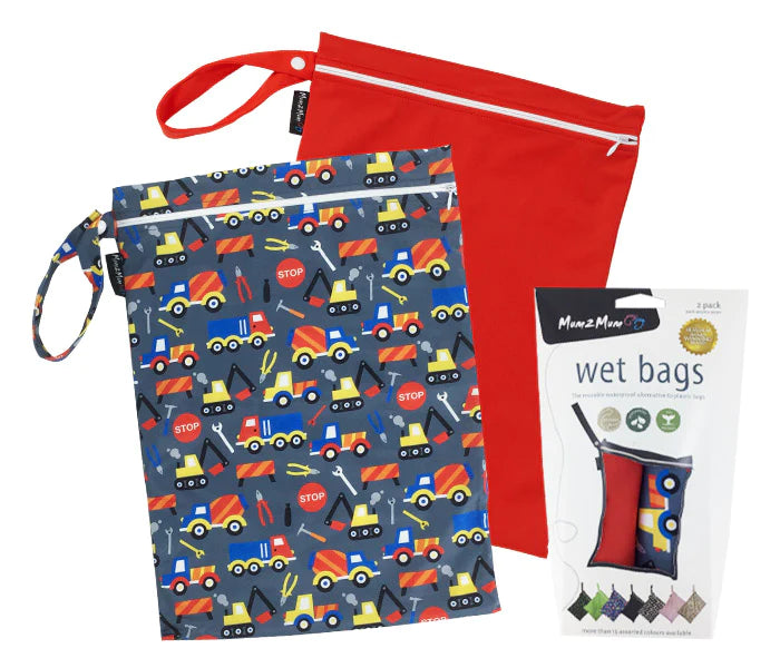 Mum2mum Wetbags Twin Pack - Construction & Red