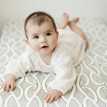 Load image into Gallery viewer, BO &amp; KO Baby Fitted Cot Sheet - Te Pātiki Green
