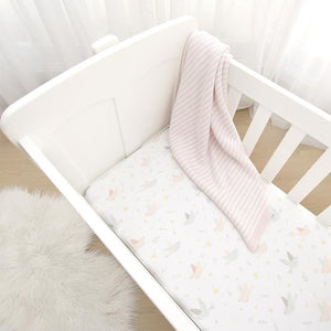Living Textiles 2-Pack Jersey Bedside Bassinet Fitted Sheets- Ava/Blush Floral