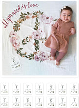 Load image into Gallery viewer, Lulujo Baby’s First Year Milestone Cards and Blanket Set - All You Need Is Love
