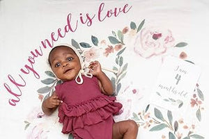 Lulujo Baby’s First Year Milestone Cards and Blanket Set - All You Need Is Love