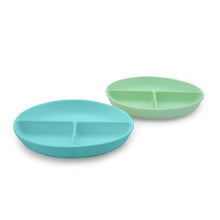 Load image into Gallery viewer, Melii Silicone Divided Suction Plate 2pk - Mint/Blue
