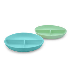 Melii Silicone Divided Suction Plate 2pk - Mint/Blue