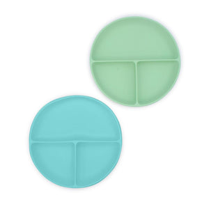 Melii Silicone Divided Suction Plate 2pk - Mint/Blue