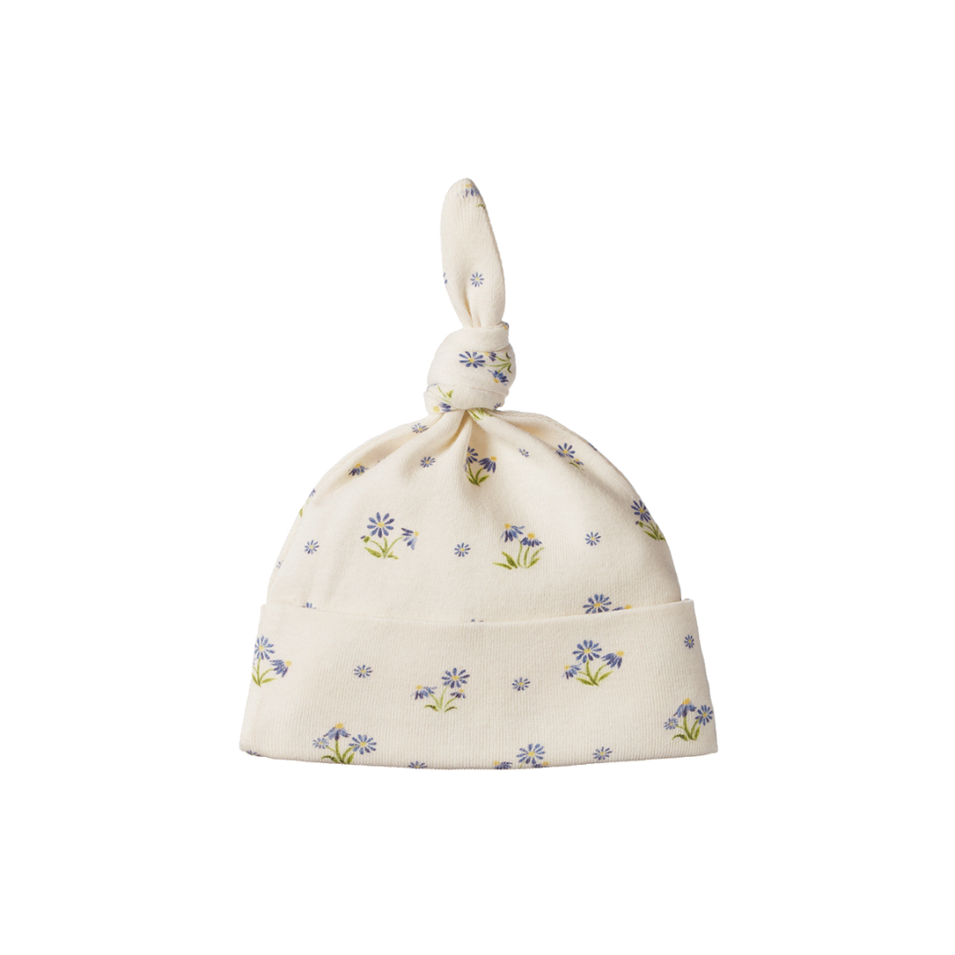 Nature Baby Organic Cotton Knotted Beanie - Daisy Daze Print