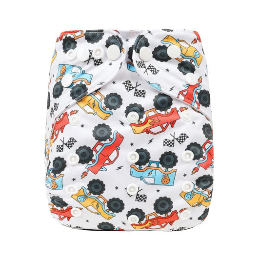 Bear & Moo Reusable OSFM Cloth Nappy - Demolition Derby