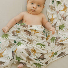 Load image into Gallery viewer, Little Unicorn Stretch Knit Swaddle Blanket - Dino Pals
