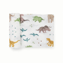 Load image into Gallery viewer, Little Unicorn Stretch Knit Swaddle Blanket - Dino Pals
