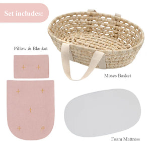 Living Textiles Woven Doll Basket Blush Set