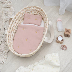 Living Textiles Woven Doll Basket Blush Set