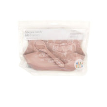 Load image into Gallery viewer, All4ella Silicone Catch Bib &amp; Spoon - Dusty Pink
